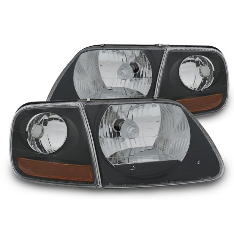 Raxiom 97-03 Ford F-150 G2 Euro Headlights w/ Parking Lights- Black Housing (Clear Lens) thumbnail 1