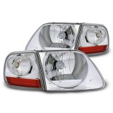 Raxiom 97-03 Ford F-150 G2 Euro Headlights w/ Parking Lights- Chrome Housing (Clear Lens) thumbnail 1