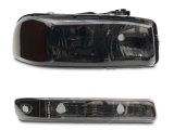 Raxiom 99-06 GMC Sierra 1500 Axial Series OEM Crystal Rep Headlights- Chrome Housing- Smoked Lens thumbnail 2