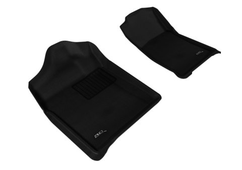 3D MAXpider 2007-2013 Chevrolet/GMC Silverado/Sierra Regular Cab Kagu 1st Row Floormat - Black thumbnail 1