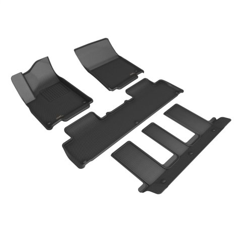 3D MAXpider 22-24 RIVIAN R1S Kagu Black Floor Mat - Row 1/2/3 thumbnail 1