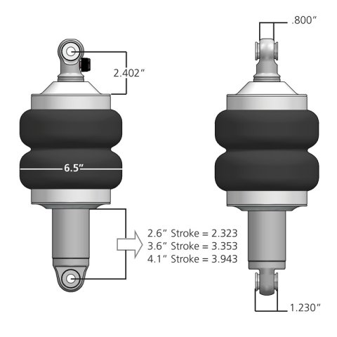 Ridetech HQ Series ShockWaves 3.2in Travel 6.5in dia Double Convoluted .625in Bearing/.625in Bearing thumbnail 4