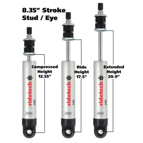Ridetech HQ Series Shock Absorber Single Adjustable 8.35in Stroke Eye/Stud Mounting 12.55in x 20.9in thumbnail 1