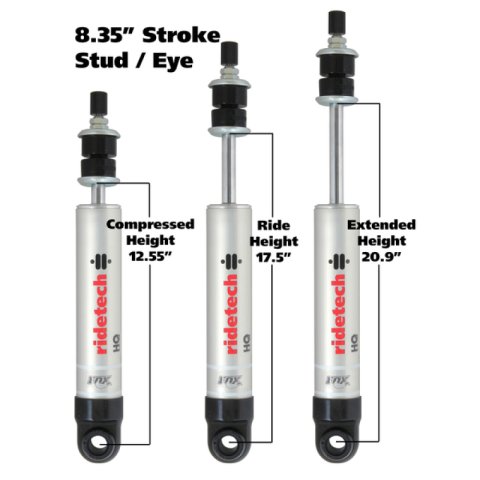 Ridetech HQ Series Shock Absorber Single Adjustable 8.35in Stroke Eye/Stud Mounting 12.55in x 20.9in thumbnail 3