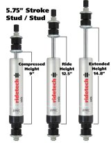Ridetech HQ Series Shock Absorber Fixed Valve 5.75in Stroke Stud Plate/Stud Mounting 9.55in x 15.3in thumbnail 1