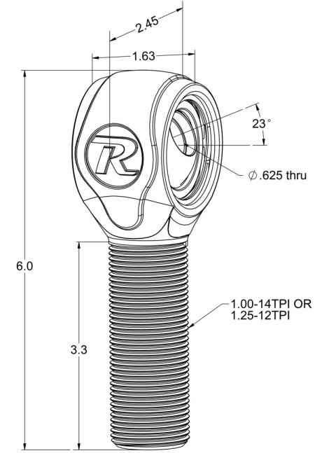 Ridetech R-Joint XL Rod End with 1.25in -12 Left Hand Thread thumbnail 5