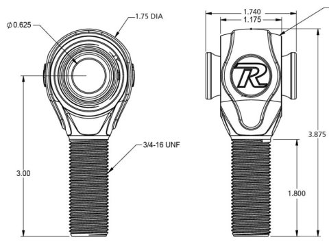 Ridetech R-Joint Rod End with 3/4in-16 Right Hand Thread thumbnail 3