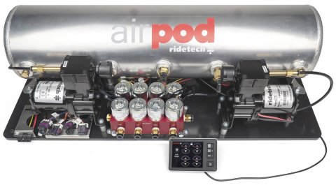 Ridetech RidePro E5 Air Ride Control System 5Gal Dual Compressor AirPod Hi-Flow Big Red 3/8in Valves thumbnail 1
