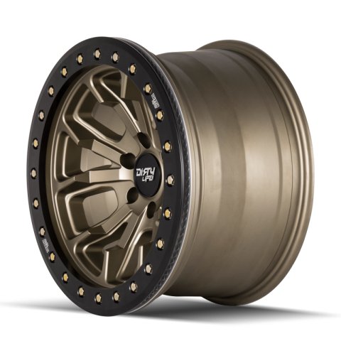 Dirty Life 9303 DT-1 17x9 / 6x139.7 BP / -12mm Offset / 106mm Hub Satin Gold Wheel - Beadlock thumbnail 3