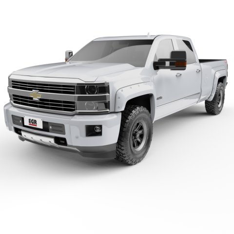 EGR Bolt-On Look Color Match Fender Flares 791574-GAZ Flares, Bolt On Look, ABS Plastic, Summit White, 2.00 in. Wide, Chevy, Silverado, Front and Rear, Set of 4 thumbnail 1