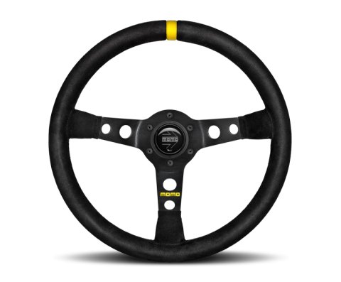 Momo MOD07 Steering Wheel 350 mm - Black Suede/Black Spokes/1 Stripe thumbnail 1