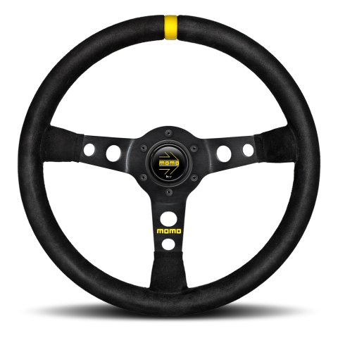 Momo MOD07 Steering Wheel 350 mm - Black Suede/Black Spokes/1 Stripe thumbnail 2