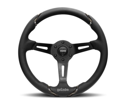Momo Gotham Steering Wheel 350 mm - Black Leather/Black Spokes thumbnail 3