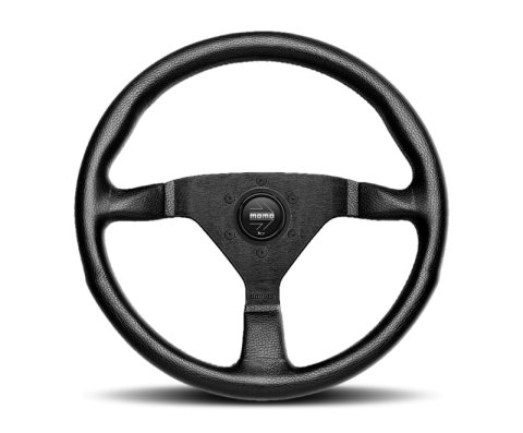 Momo Montecarlo Steering Wheel 350 mm - Black Leather/Red Stitch/Black Spokes thumbnail 1