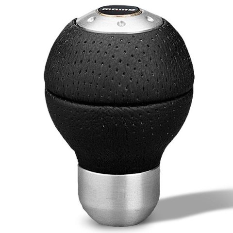 Momo Race Shift Knob - Black Airleather, Aluminum Insert thumbnail 2