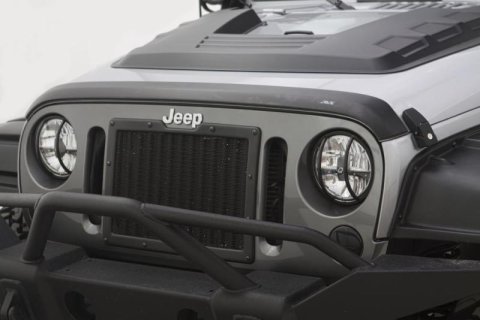 AVS 07-18 Jeep Wrangler (2 Door) Ventvisor & Aeroskin Deflector Combo Kit - Matte Black thumbnail 3