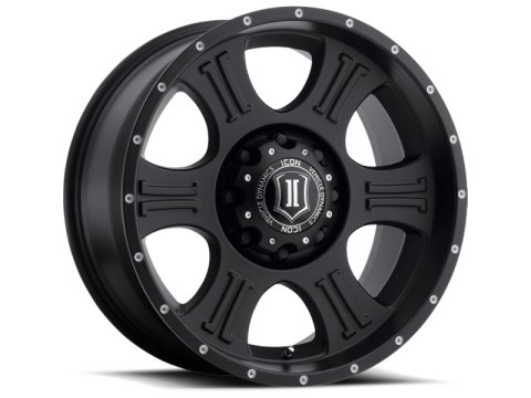 ICON Shield 20x9 5x150 16mm Offset 5.625in BS 110.1mm Bore Satin Black Wheel thumbnail 2