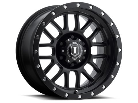 ICON Alpha 17x8.5 6x5.5 0mm Offset 4.75in BS 106.1mm Bore Satin Black Wheel thumbnail 1