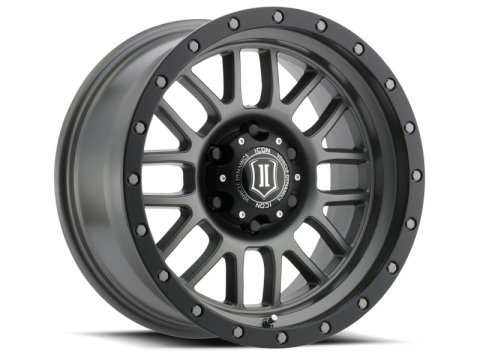 ICON Alpha 17x8.5 6x5.5 0mm Offset 4.75in BS 106.1mm Bore Titanium Wheel thumbnail 1