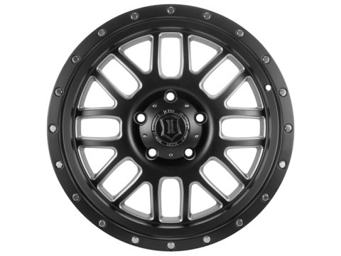 ICON Alpha 20x9 5x150 16mm Offset 5.625in BS 110.1mm Bore Satin Black/Milled Windows Wheel thumbnail 1
