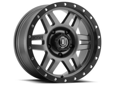 ICON Six Speed 17x8.5 5x150 25mm Offset 5.75in BS 116.5mm Bore Gun Metal Wheel thumbnail 1