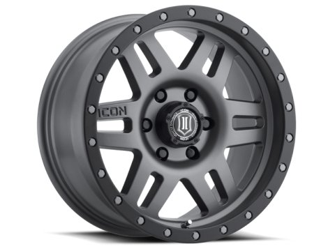 ICON Six Speed 17x8.5 6x5.5 0mm Offset 4.75in BS 108mm Bore Titanium Wheel thumbnail 1