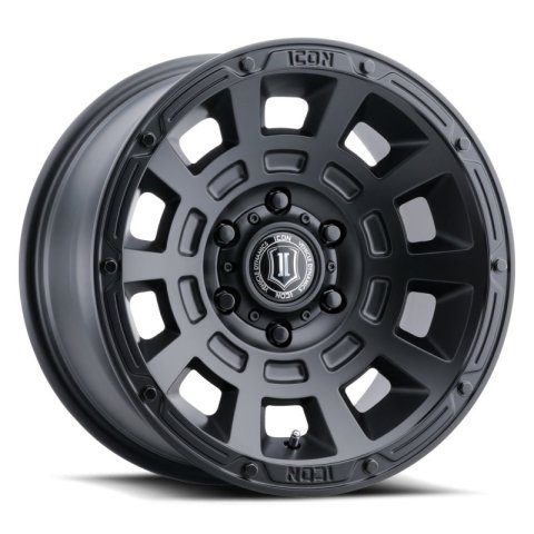 ICON Thrust 17x8.5 6x5.5 0mm Offset 4.75in BS Satin Black Wheel thumbnail 2