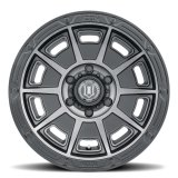 ICON Victory 17x8.5 5x4.5 0mm Offset 4.75in BS Smoked Satin Black Tint Wheel thumbnail 2