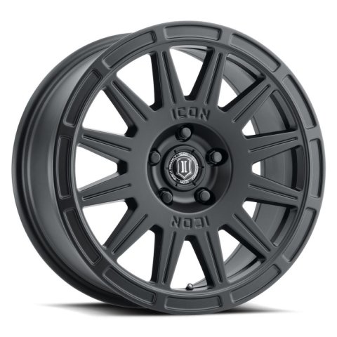 ICON Ricochet 17x8 5x100 38mm Offset 6in BS Satin Black Wheel thumbnail 1