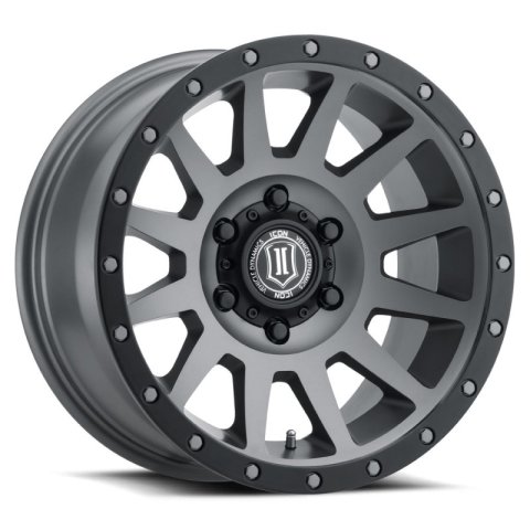 ICON Compression 18x9 6x5.5 25mm Offset 6in BS 95.1mm Bore Titanium Wheel thumbnail 1