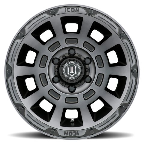 ICON Thrust 17x8.5 6x5.5 25mm Offset 5.75in BS 95.1mm Bore Smoked Satin Black Wheel thumbnail 2
