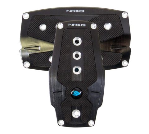 NRG Brushed Aluminum Sport Pedal A/T - Black w/Black Rubber Inserts thumbnail 1