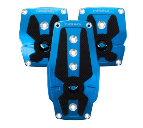 NRG Brushed Aluminum Sport Pedal M/T - Blue w/Black Rubber Inserts thumbnail 2