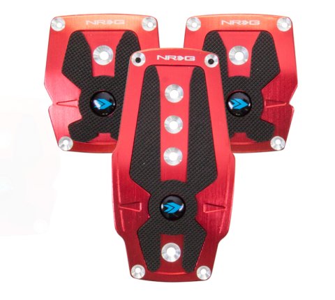 NRG Brushed Aluminum Sport Pedal M/T - Red w/Black Rubber Inserts thumbnail 4