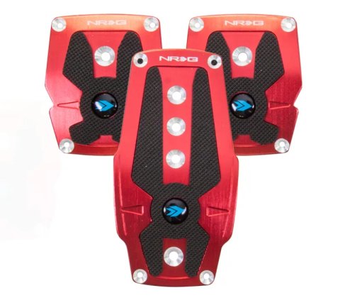 NRG Brushed Aluminum Sport Pedal M/T - Red w/Black Rubber Inserts thumbnail 5