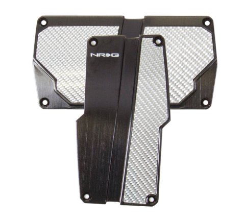 NRG Brushed Aluminum Sport Pedal A/T - Black w/Silver Carbon thumbnail 2