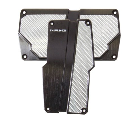 NRG Brushed Aluminum Sport Pedal A/T - Black w/Silver Carbon thumbnail 3