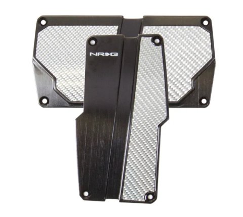 NRG Brushed Aluminum Sport Pedal A/T - Black w/Silver Carbon thumbnail 4