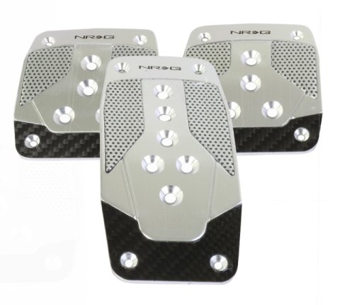 NRG Aluminum Sport Pedal M/T - Silver w/Black Carbon thumbnail 3