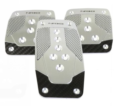 NRG Aluminum Sport Pedal M/T - Silver w/Black Carbon thumbnail 4