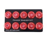 NRG Fender Washer Kit w/Color Matched M6 Bolt Rivets For Plastic (Red) - Set of 10 thumbnail 4