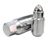 NRG 500 Series M12 X 1.25 Bullet Shape Steel Lug Nut Set - 21 Pc w/Lock Key - Silver thumbnail 3