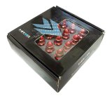 NRG 500 Series M12 X 1.5 Bullet Shape Steel Lug Nut Set - 21 Pc w/Lock Key - Red thumbnail 1