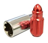NRG 500 Series M12 X 1.5 Bullet Shape Steel Lug Nut Set - 21 Pc w/Lock Key - Red thumbnail 4