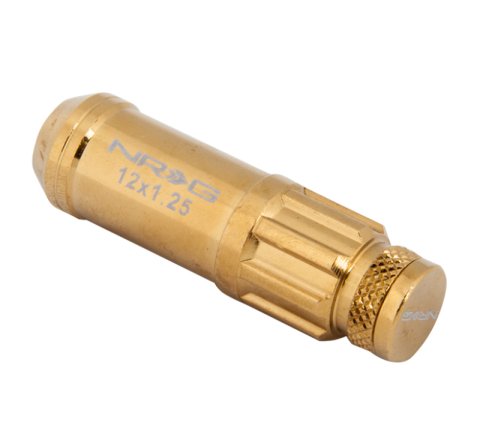 NRG 700 Series M12 X 1.25 Steel Lug Nut w/Dust Cap Cover Set 21 Pc w/Locks & Socket - Chrome Gold thumbnail 5