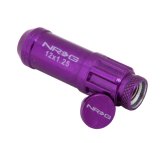 NRG 700 Series M12 X 1.25 Steel Lug Nut w/Dust Cap Cover Set 21 Pc w/Locks & Lock Socket - Purple thumbnail 7