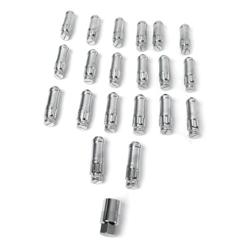 NRG 700 Series M12 X 1.25 Steel Lug Nut w/Dust Cap Cover Set 21 Pc w/Locks & Lock Socket - Silver