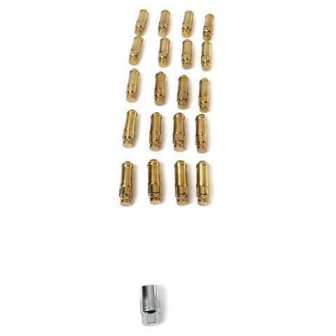 NRG 700 Series M12 X 1.5 Steel Lug Nut w/Dust Cap Cover Set 21 Pc w/Locks & Socket - Chrome Gold thumbnail 1