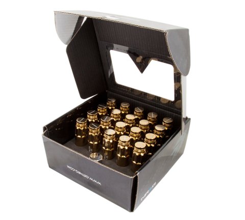 NRG 700 Series M12 X 1.5 Steel Lug Nut w/Dust Cap Cover Set 21 Pc w/Locks & Socket - Chrome Gold thumbnail 3