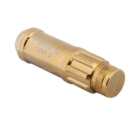 NRG 700 Series M12 X 1.5 Steel Lug Nut w/Dust Cap Cover Set 21 Pc w/Locks & Socket - Chrome Gold thumbnail 5